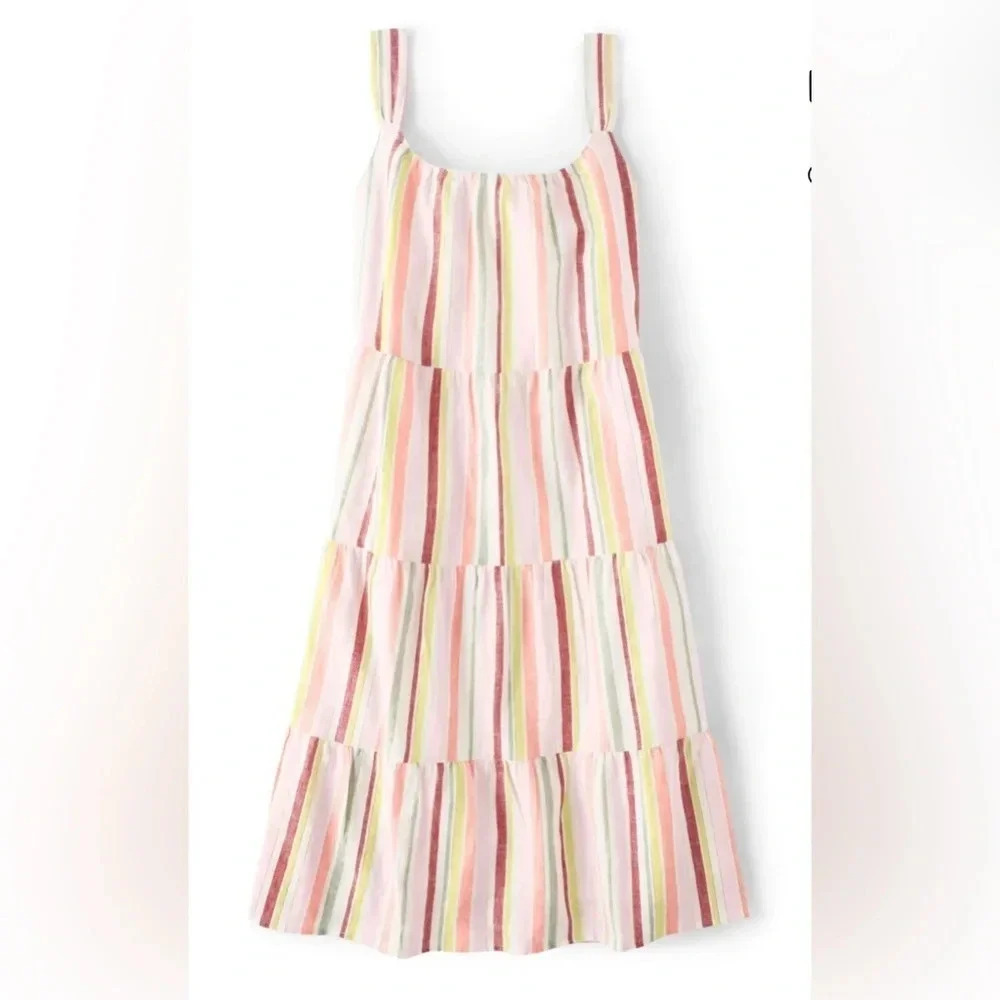 Gymboree Women’s Sleeveless Striped Multicolor Tiered Jumper Dress Size Small